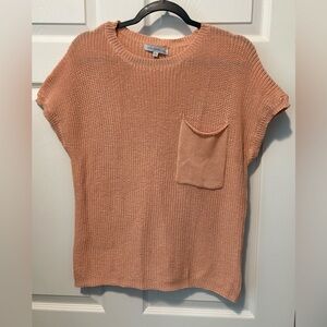 Cozy Peach Knit Sweater with Pocket